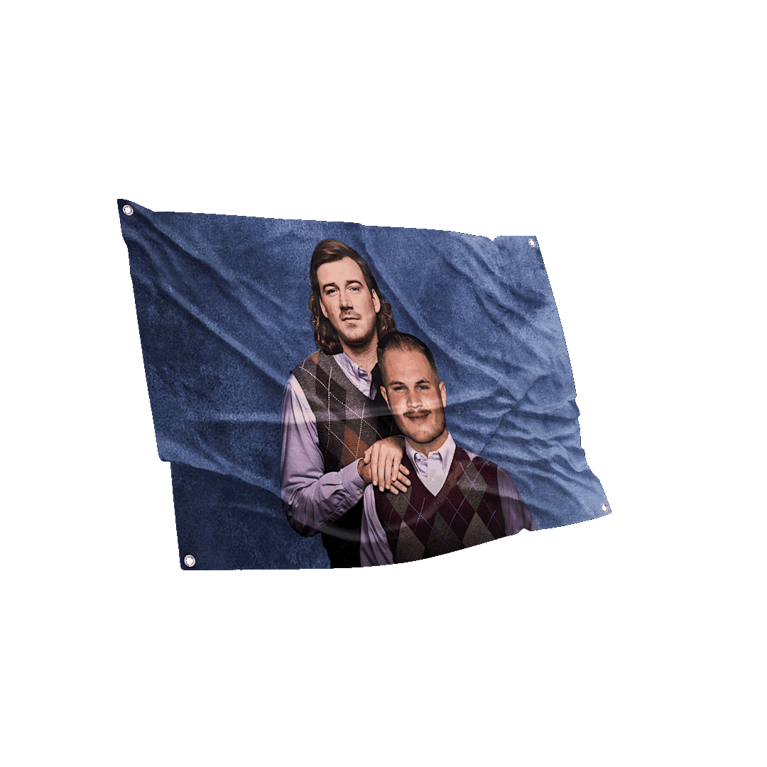 Creative flag portraying musicians in a Step Brothers pose, a unique room accent for fans of the genre.