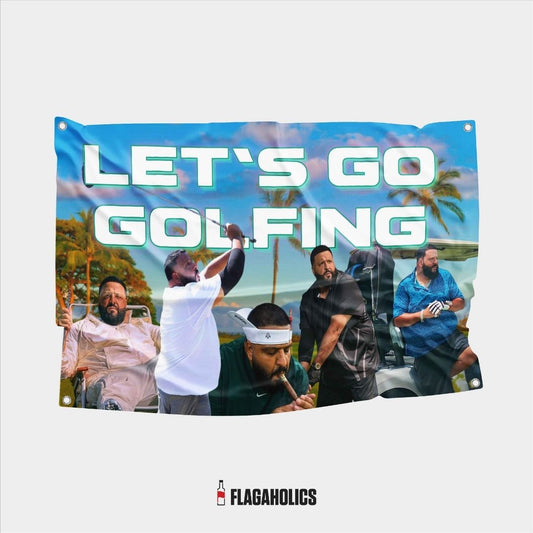 LETS GO GOLFING. Grab this hilarious DJ Khaled Flag for a guaranteed laugh. TELL EM' BRING THE YACHT OUT. Turn heads and start trends with this goated flag.