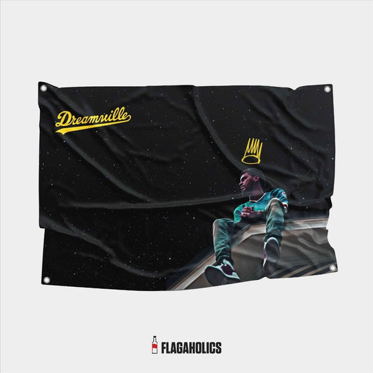 2014 Forest Hills Drive J. Cole Flag looking up at the Dreamville logo. Upgrade your room with style that makes a statement.