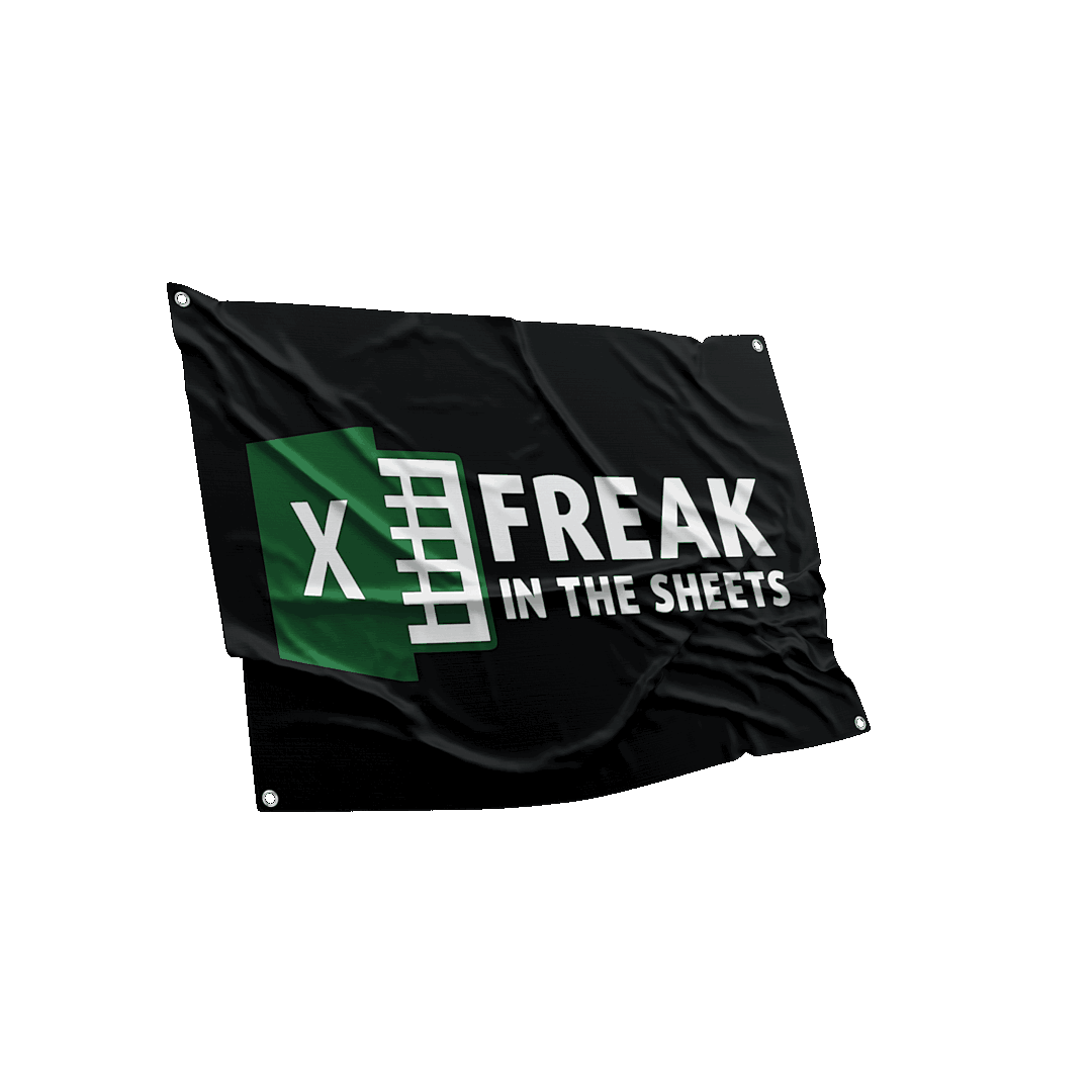 Dynamic 3D view of 'Freak in the Sheets' flag, emphasizing the quirky Excel-inspired design for modern home or office decor.